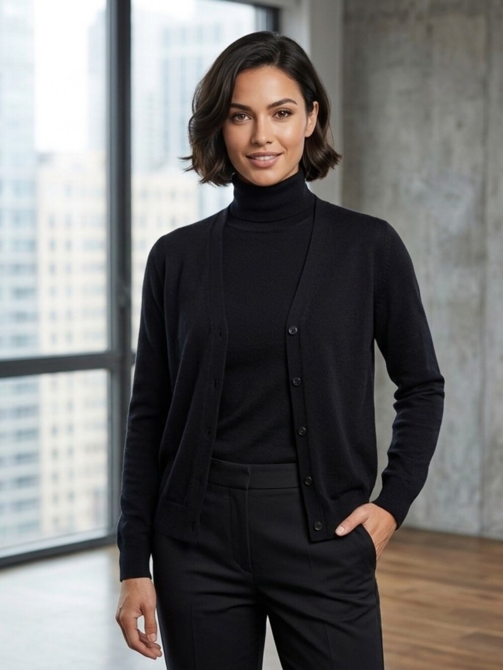 Classic Black Women's Merino Twinset